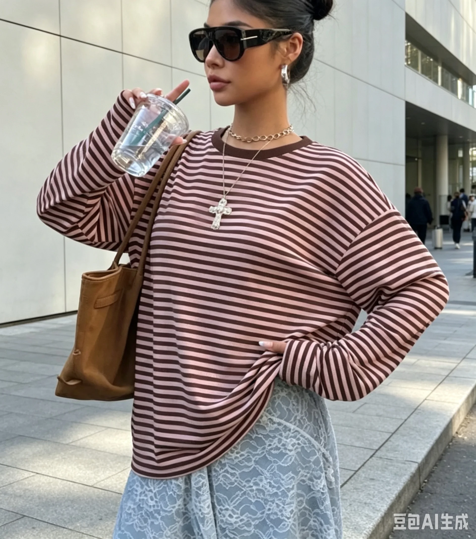 Women's Striped Long Sleeved T-shirt, Harajuku Style Y2K Casual Oversized 3D Printed Top, Street Fashion Casual Sports Top