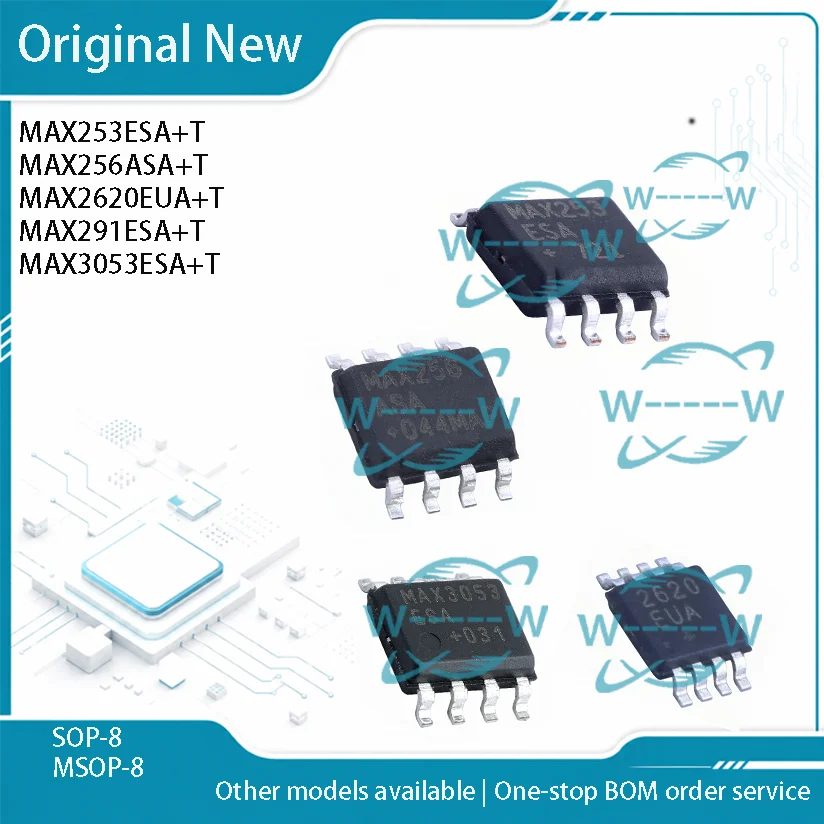 5-50PCS) MAX253ESA+T MAX256ASA+T MAX256 MAX2620EUA+T 2620EUA MAX291ESA+T MAX291 MAX3053ESA+T MAX3053 MAX253 IC CHIP SOP