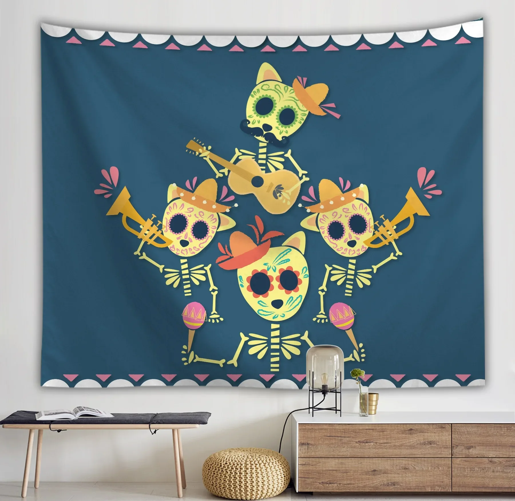 Halloween Pumpkin Skeleton Tapestry In Europe and America Party Decoration Home Cloth Wall Painting