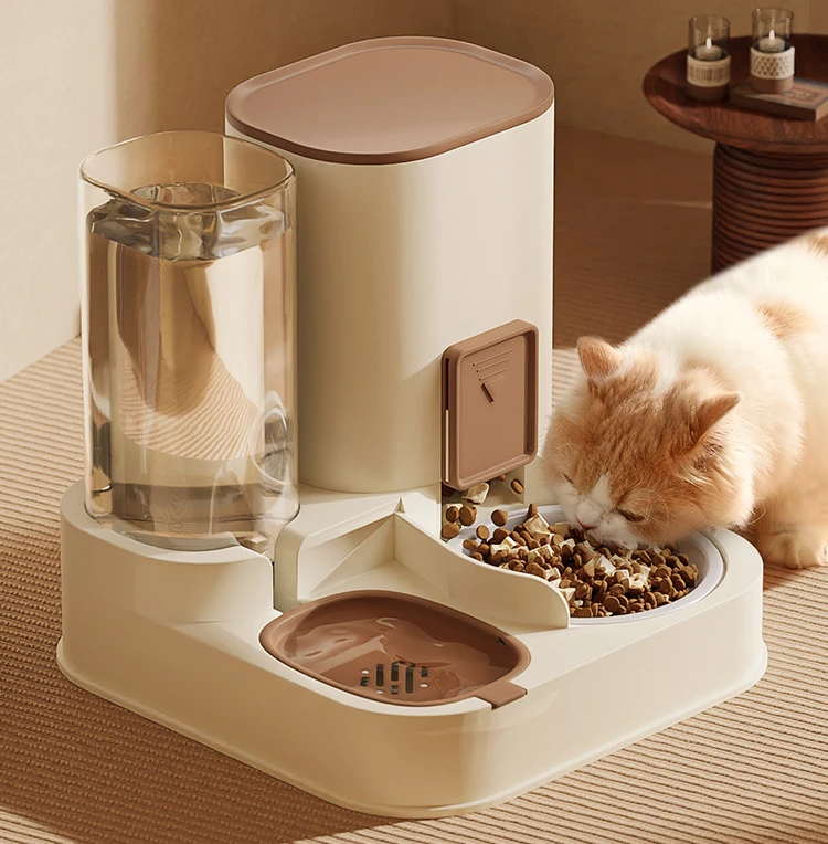 

Cat Bowl Double Bowl Automatic Drinking Water Device Integrated Ceramic Cat Food Bowl Anti-overturning Automatic Feeder