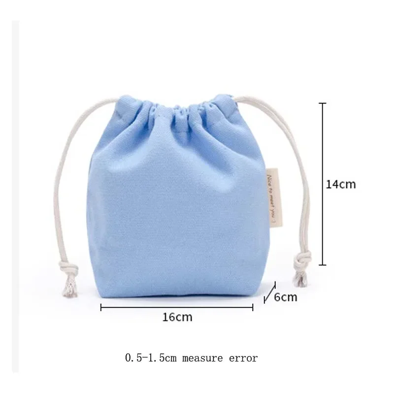 16*14*6cm mały worek z troczkiem kieszenie przenośne płótno torby kosmetyczne kobiet torba do przechowywania podróżna bawełniane ozdoba do torby kosmetyczka Tote