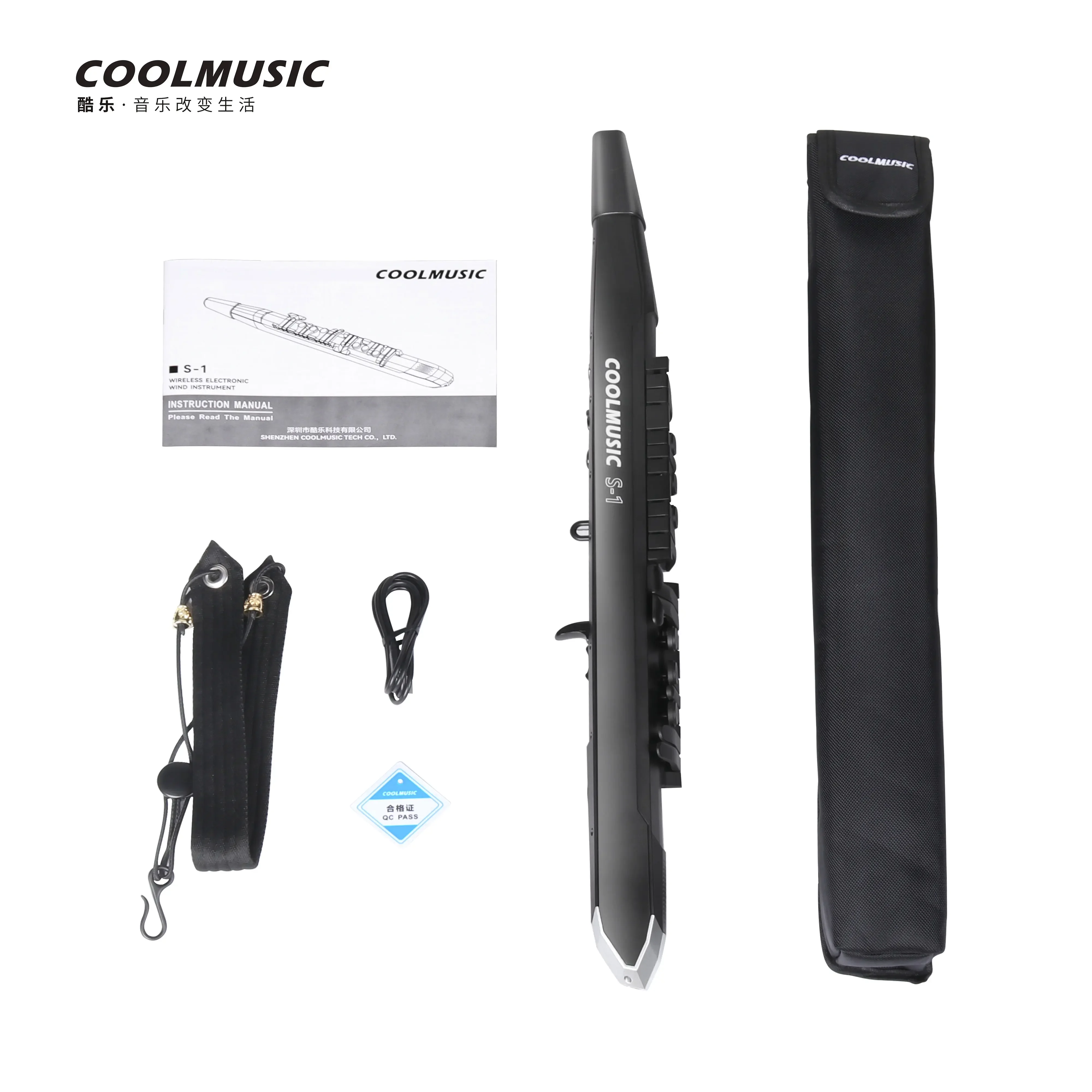 COOLMUSIC S-1 Digital Wind Instrument, Mini Electronic Wind Instrument Set with Removable Nozzle and Rechargeable Battery, Built