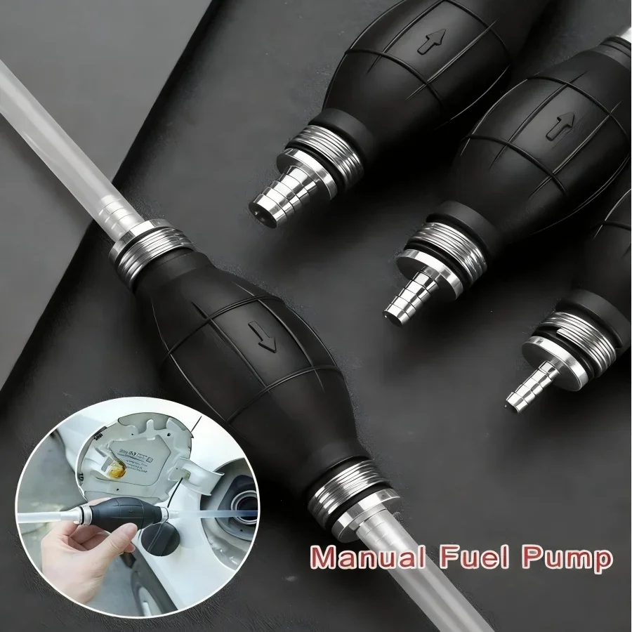 Hand Fuel Pump, Manual Fuel Pump, Hand Siphon Pump, Aluminum Alloy Inline Fuel Primer Bulb with One-Way Valve for Marine