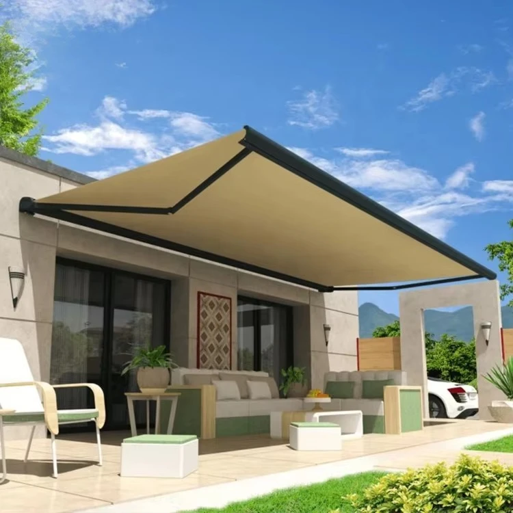 

Aluminum Waterproof Sunshade Awning Outdoor Restaurant Balcony Canopy Retractable Awning With Lighted-belt