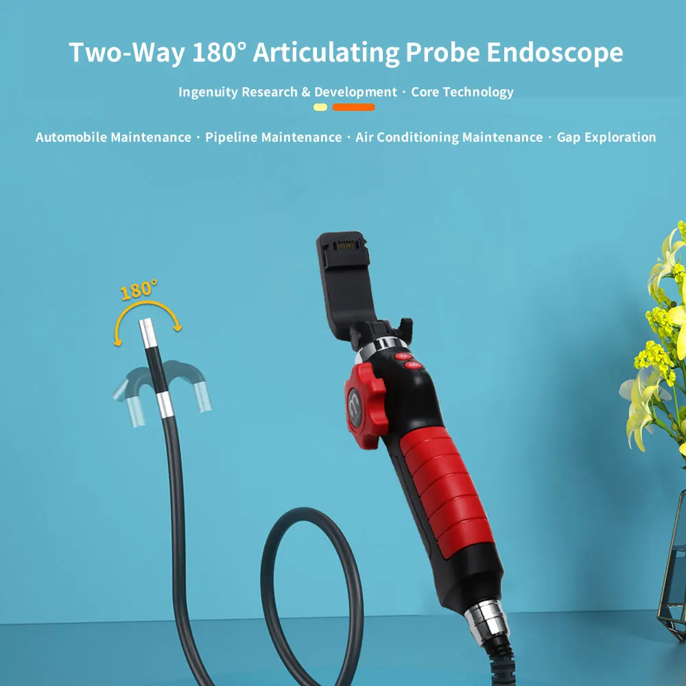 1080P Camera Auto Borescope Endoscope 180 Degree Rotation Waterproof 8mm Lens Repair Inspection Accessory Pipeline Maintain Tool