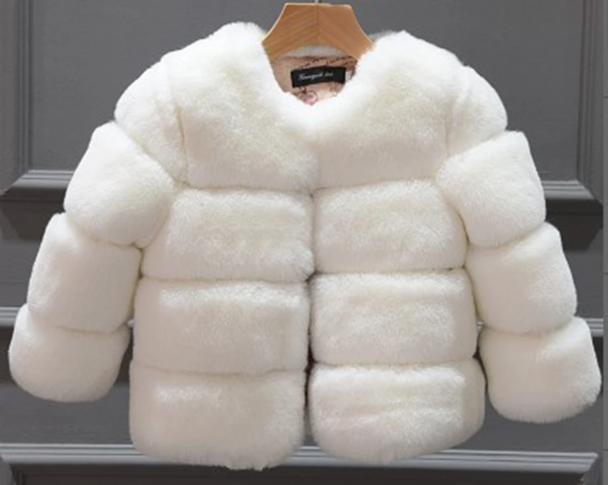 Girls Faux Fur Coat Winter Children Girls Long Sleeve Christmas Jacket Warm Kids Girls Coat Girls Outerwear Clothing