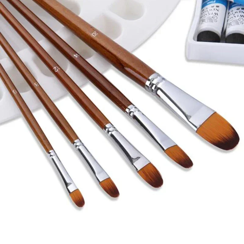 13Pcs/Set Nylon Hair Watercolor Paint Brushes Different Shape Round Plain Tip Gouache Painting Brush Set Art Supplies