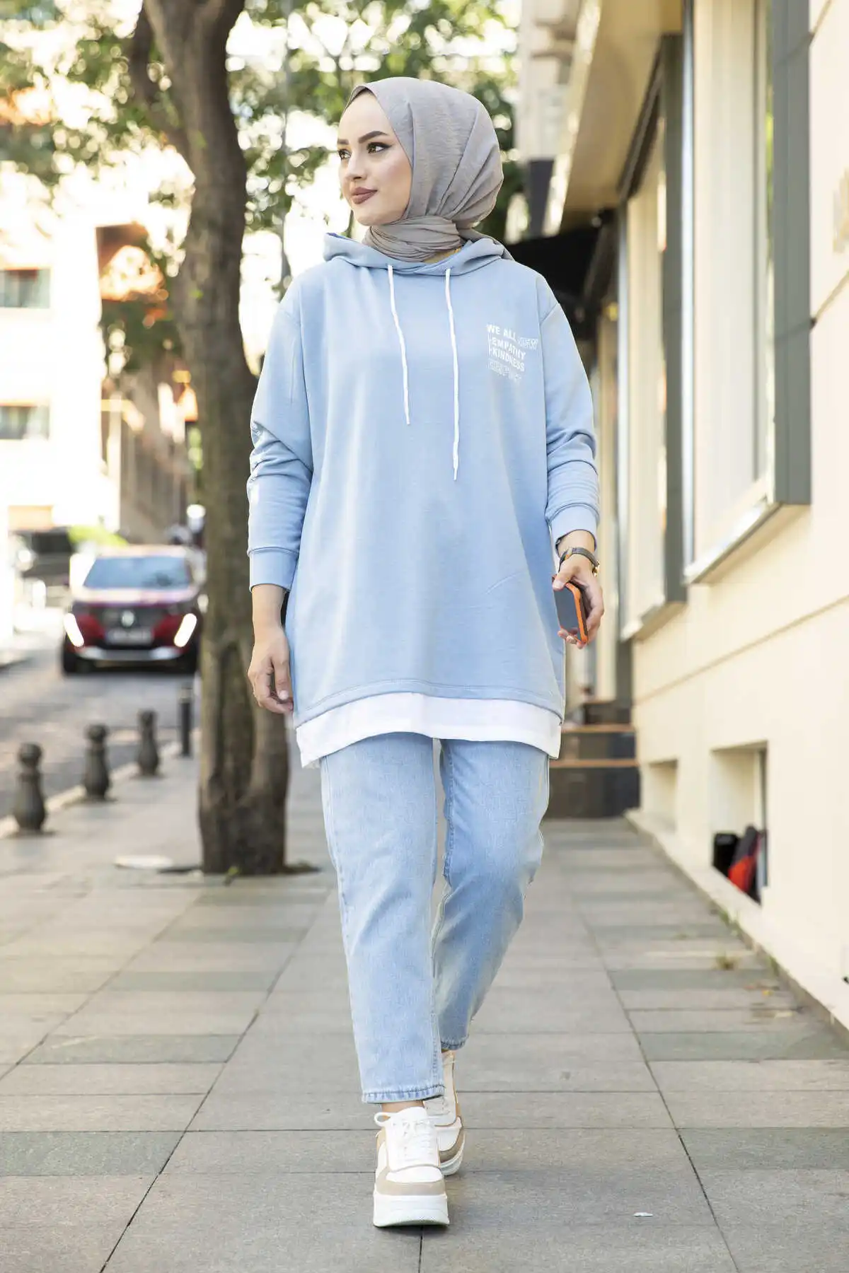 

Hooded Sportswear Tunic Mavi