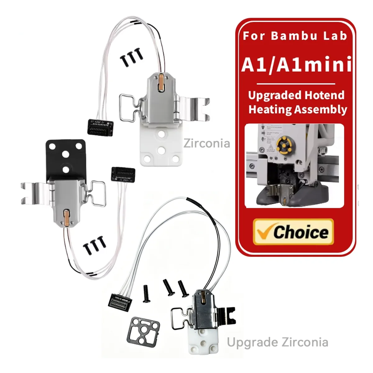 Upgraded Hotend Heating Assembly High Temp Resistance Extruder Heater Kit For  Bambu Lab A1 / A1 Mini 3D Printer Accessories。，。.