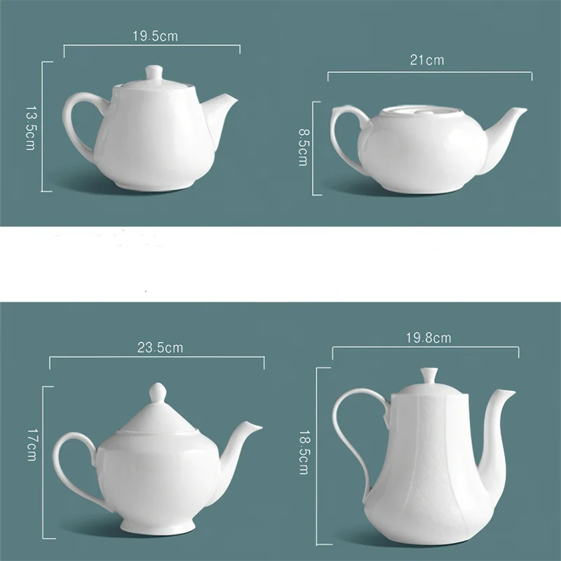 Ceramic Kettle European Style Simple White Coffee Pot Water 700-1000ml Teapot Hotel Water Ware Home Bar Decoration Drinkware