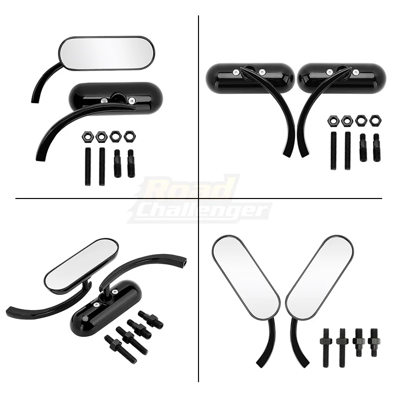 Motorcycle Adjustable Rearview Side Rear View Mirror Black For Harley Touring Electra Glide Dyna Fatboy Softail Sportster