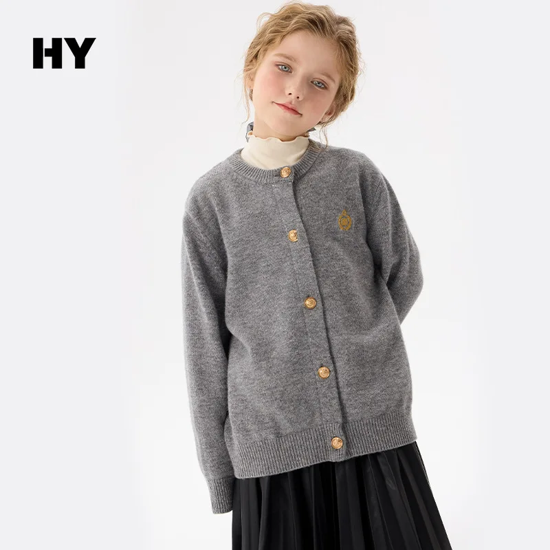 

Girls Korean Woolen Sweater 2024 Autumn and Winter New Children Warm Winter Sweater Cardigan Korean Simple Style Coat Kid