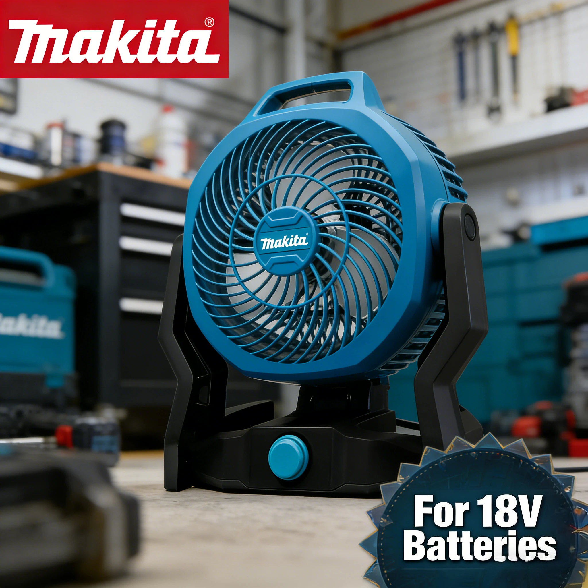 

Аккумуляторный электрический вентилятор Makita 18В для кемпинга и улицы, беспроводной вентилятор-циркулятор воздуха 270 ° Вентилятор для палатки с функцией вращения головки