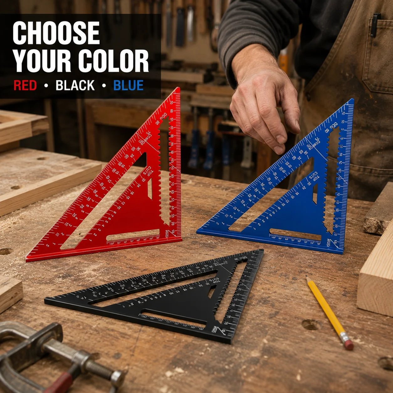 Precision Aluminum Square, Red Triangle Woodworking Ruler for Carpentry DIY Home Decoration Layout Measuring Tool