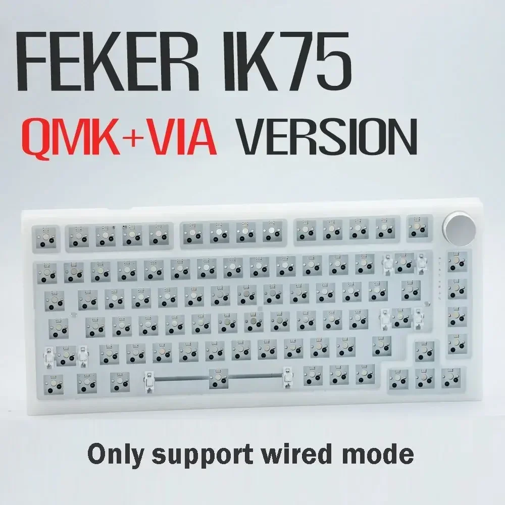 Imagem -02 - Feker-wireless Kit Teclado Mecânico Teclado Personalizado Hot Swap Rgb Dial Knob Qmk Mais Via Silicone Pad Ik75 v3 Pro 75 Diy