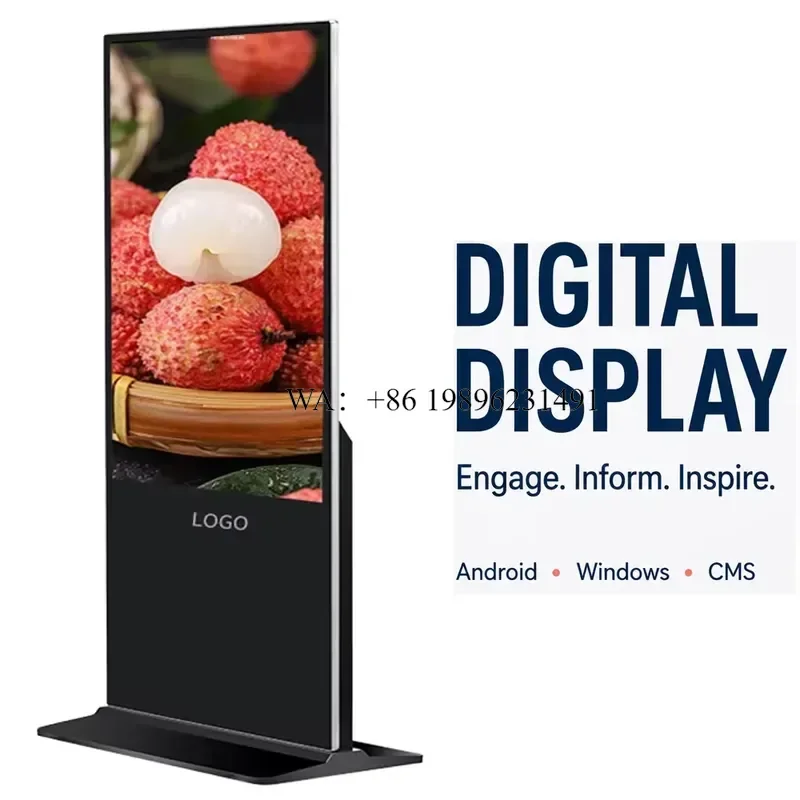 Vertical Digital Signage Display 55 Inch Android CMS Floor Stand LCD Advertising Kiosk Touch Screen for Retail Mall Hotel