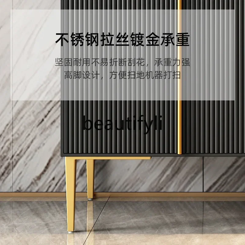 N178 G Muebles italianos, zapatero de cuatro puertas de lujo liht, puerta de entrada divisoria, vestíbulo de entrada, gabinete de losa de roca