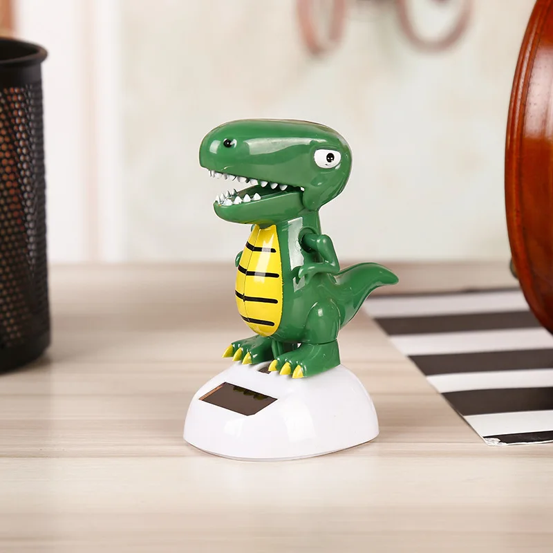 Novelty Funny Solar Powered Shake Your Head Dinosaur Car Decorations Creative Cartoon Dinosaur Desktop Decorations Kids Fun Toys