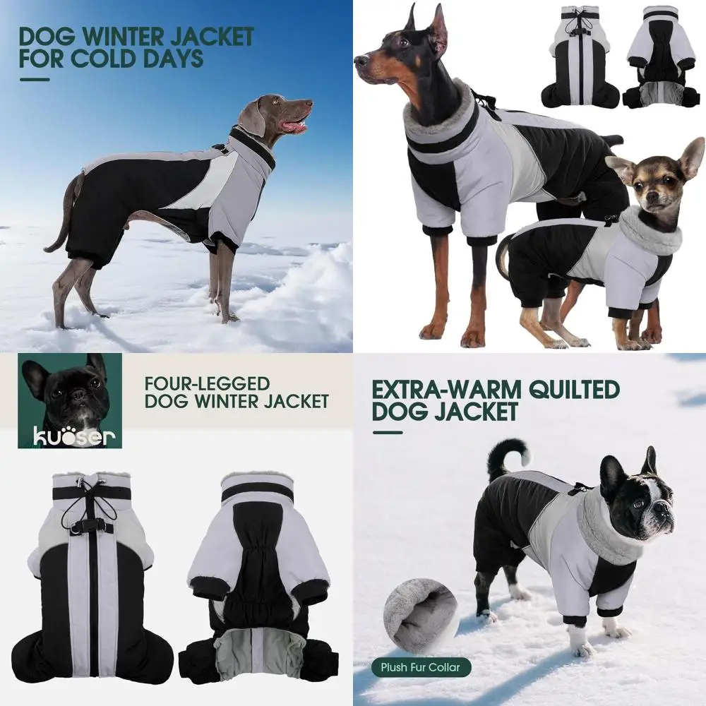 

Теплая зимняя куртка для средних собак со светоотражающей молнией, черная, большой размер