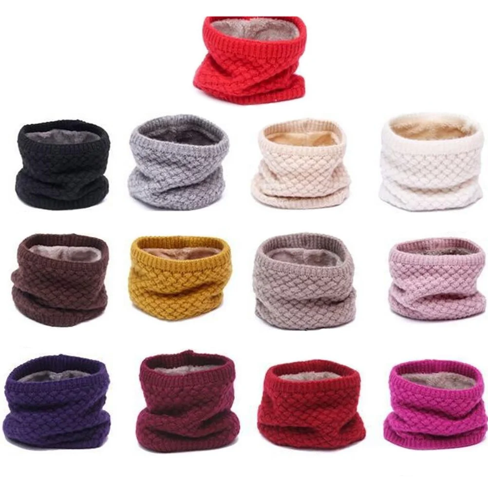 Scarves Wool Scarf Neck Circle Neckerchief Knit White Lovers Men and Women