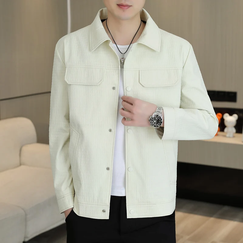 

024 Spring and Autumn New Trend Lapel Jacket Fashion Handsome Business Casual Coat Clothes Luxury Men Winter Jacket