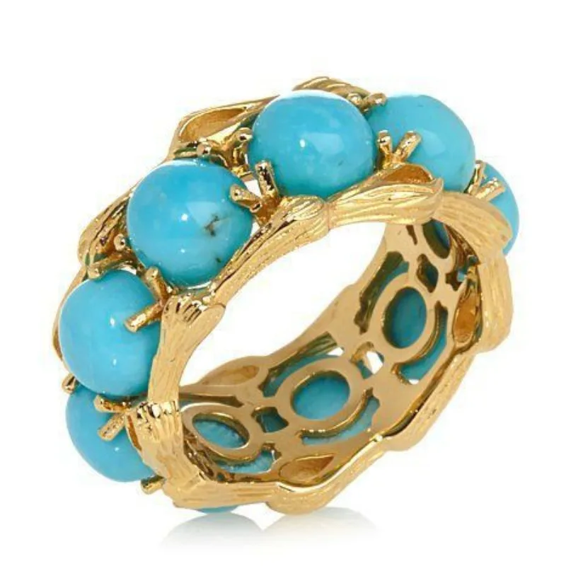 Vintage-Ring für Damen mit eingelegtem Türkisimitat, klassische goldfarbene Geometrie, für den täglichen Gebrauch, Partyschmuck, Jubiläumsgeschenk