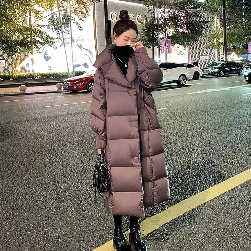 

Down Jacket for Women 2024 New Women's Clothing Long Korean Version High-end Elegant Loose Casual White Duck Down Warm Snow Coat