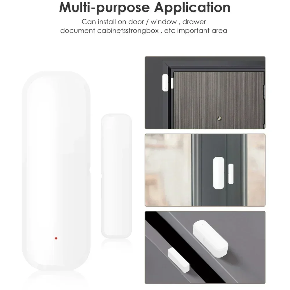 Tuya สําหรับ WiFi เซ็นเซอร์ประตู Home Security เครื่องตรวจจับหน้าต่างเลื่อนอัตโนมัติประตู Magnetic Contact Sensor สําหรับ Alexa