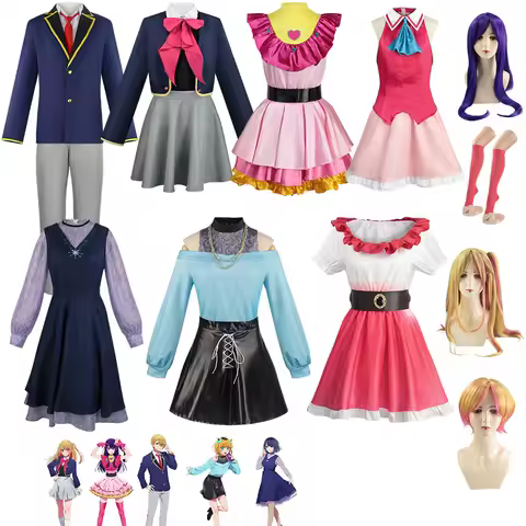 Anime Oshi no Ko Cosplay Ai Hoshino Ruby Akuamarin Arima Kana Cosplay Costume Girls School Uniform Aqua Lolita Dress Suit Wig