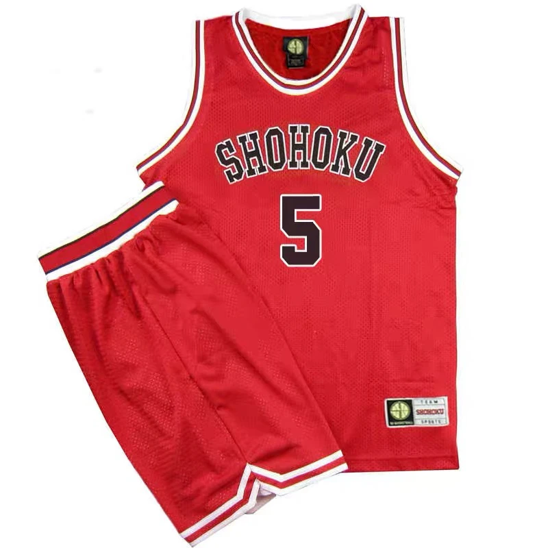 Kogure Anime Shohoku School Basketball Team Jersey Set Slam Dunk Rukawa Sakuragi Red Jersey Set Cosplay Costume Wear uniforme