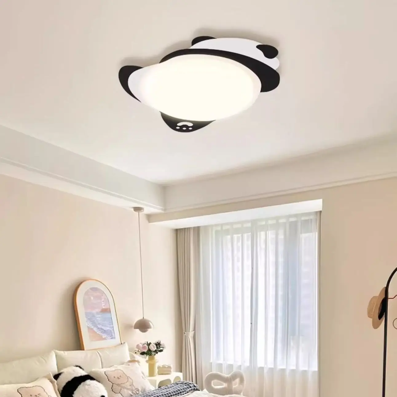 New Creative Cartoon Panda Children's Room Ceiling Light, Modern and Simple, Popular Bedroom Light