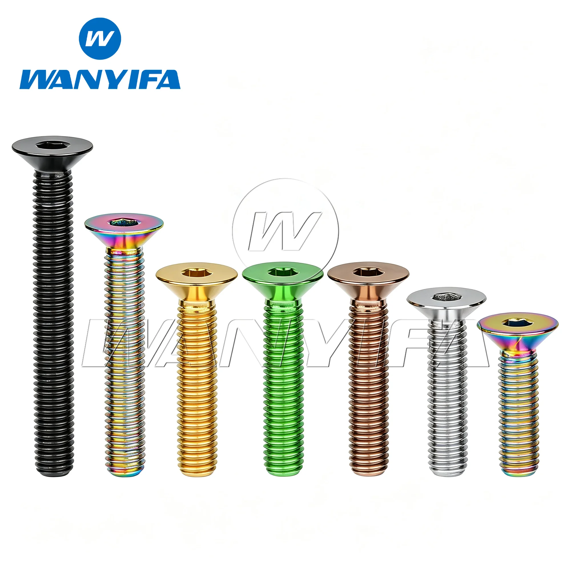 Wanyifa Titanium Bolt M8x15 20 25 30 35 40 45 50 60 65mm Countersunk Head Hex Ti Screws for Bicycle Motorcycle