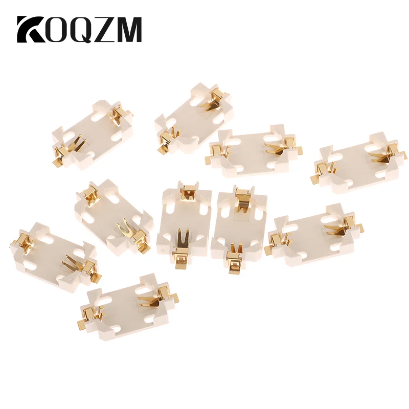 10Pcs DIY Accessories White Housing Gold-Plated Button Battery Holder For CR2032 SMD Socket Cases