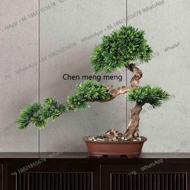 k182TT Jingquan New Chinese Style Artificial Greeting Pine Bonsai Hallway Green Plant Small Bonsai Decorations