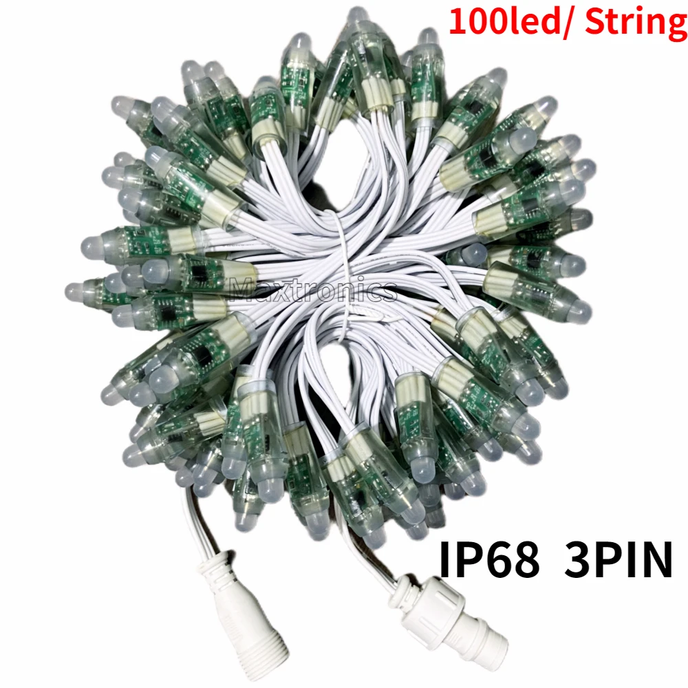 500-1000pcs DC12V 12mm WS2811 LED Module Pixel Light 13.5mm Connector IP68 18AWG White Wire RGB Full-Color Festival Decor Lamps