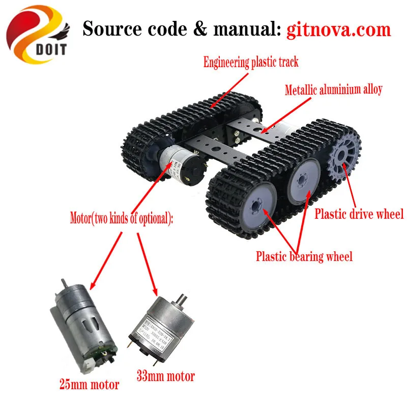 Unassembled Smart Crawler Robot Kit Mini TP100 Metal Tracked Tank Chassis Aluminum Panel High Torque Encoder Motor Education DIY