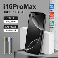 2025 I16 pro Max 7.3HD Smartphone Dual SIM 4G 5G Global Version Android 14 Cell Phone 8000mAh