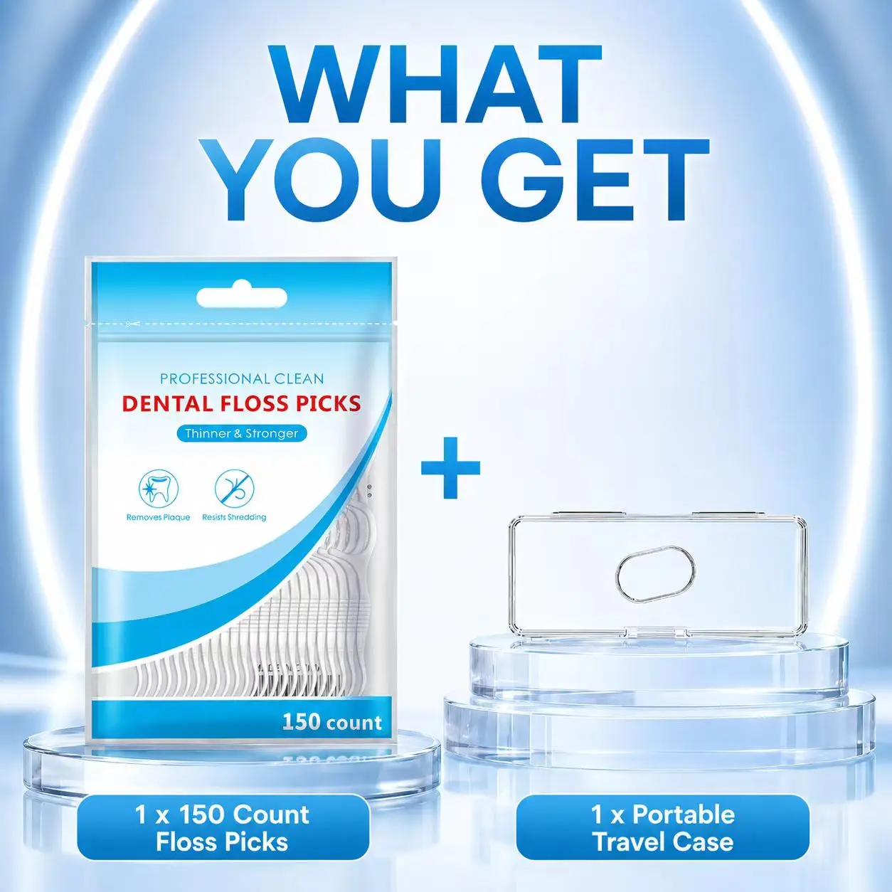

150Pcs Disposable Floss Sticks + Transparent Storage Box, Oral Hygiene Cleaning Tool