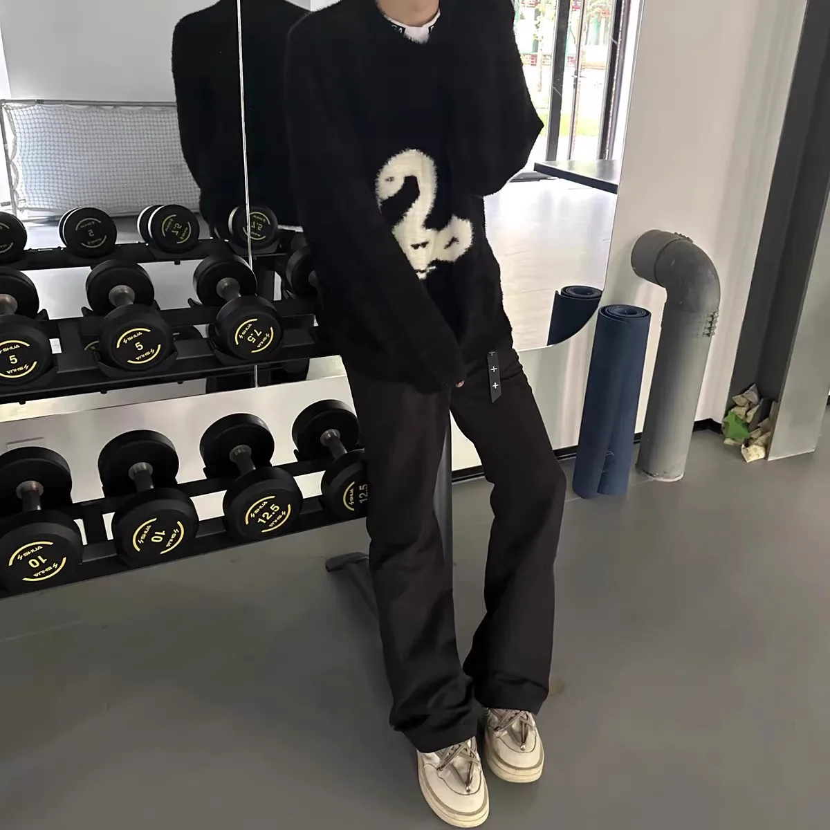 

Loose Fit Korean Sle Knitted Sweater Large Size 300 Pou Snake Pattern Velvet Simulation Faion Casual Autumn Winter