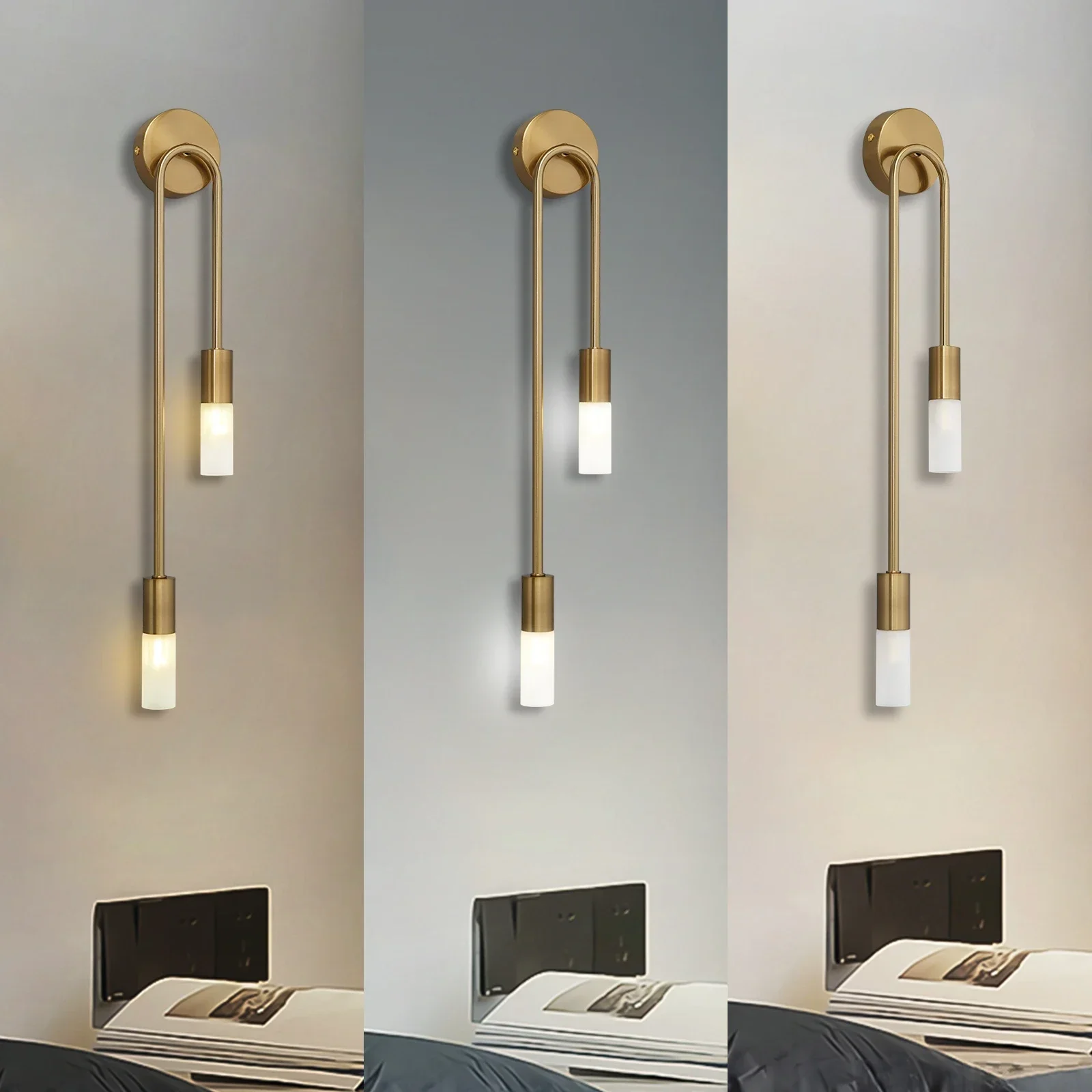 Modern Led Wall Light Gold Nordic Long Strip Wall Lamps for Living Room Bedroom Bathroom Hall Corridor Background Indoor Decor