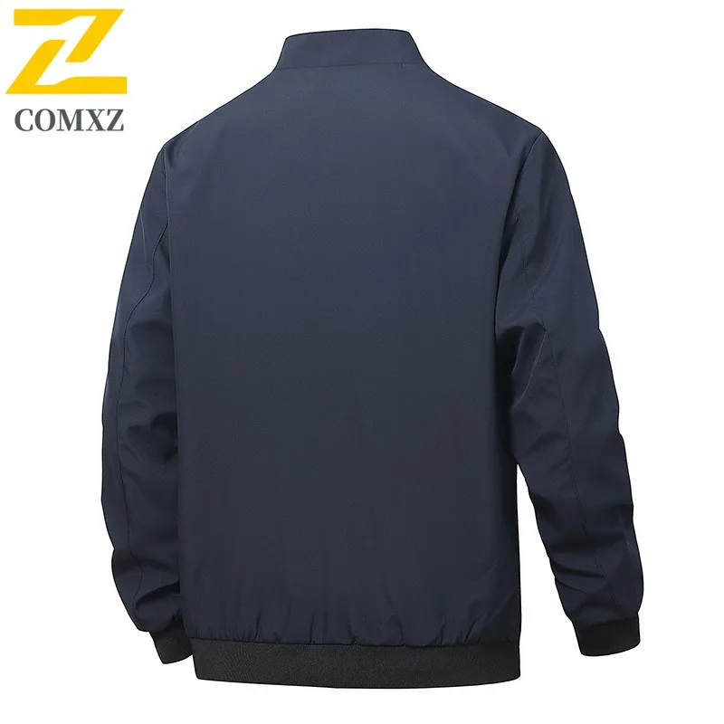 COMXZ الراحة تخفيف الرجال سترة مكتب ضوء سترة واقية الراقية الوقوف طوق لون نقي التجاعيد الحرة الخريف جديد الرجال الملابس #3