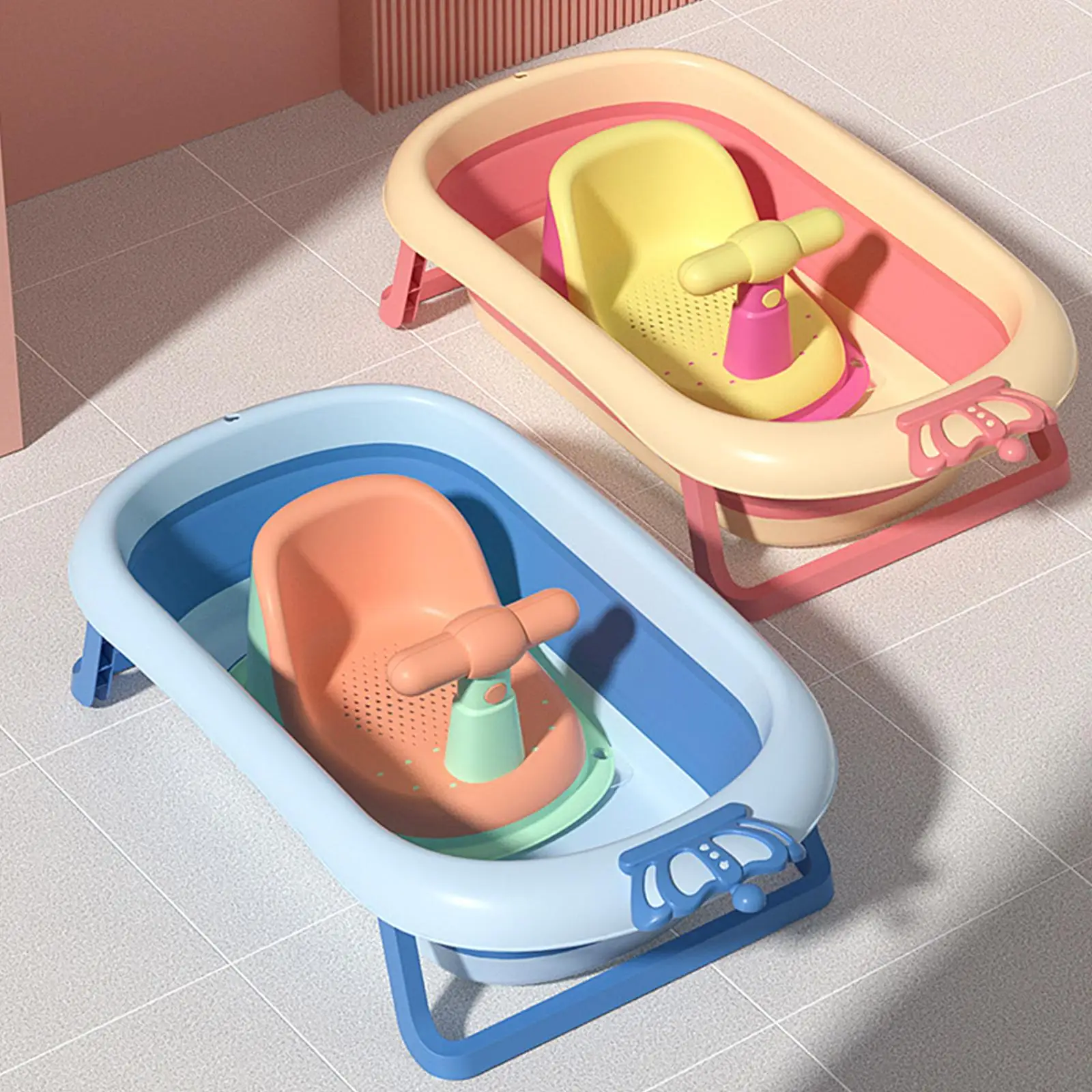 Infant Bath for seat with High Backrest and Soft Pad for Bathtub Shower Safety Support for Boys Girls