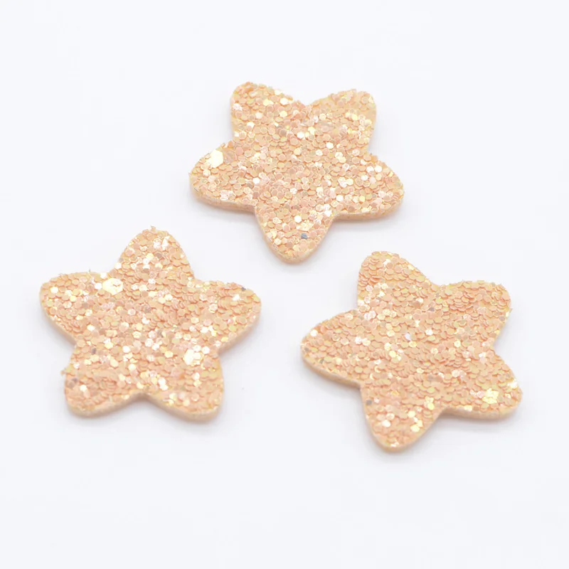 20Pcs 30mm Glitter Fabric Padded Star Appliques for Crafts Stick Supplies DIY Hair Clips Bow Decor Accessories Patches