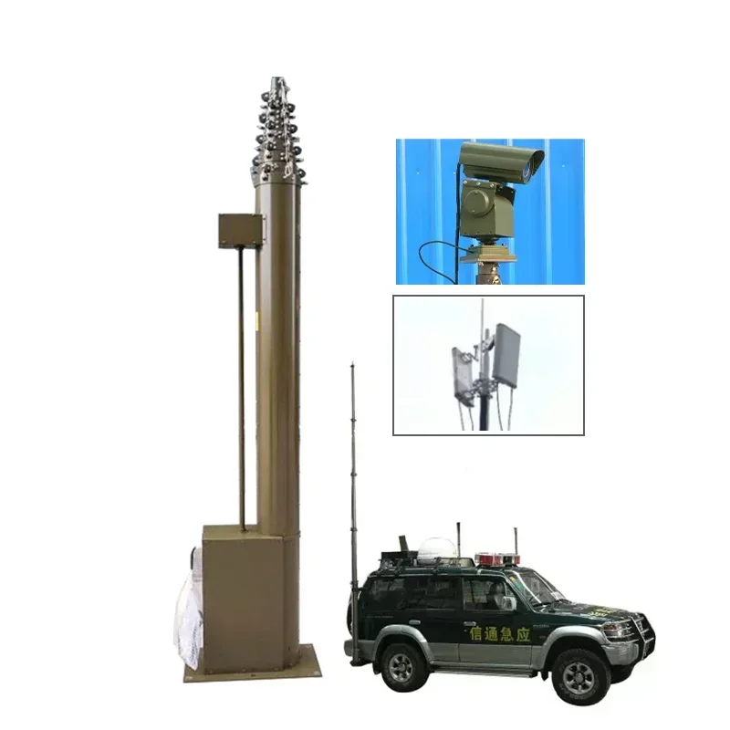 3m 4m 5m Aluminium Electric Motorized Telescopic Mast Hf, Vhf, Uhf And Shf Wireless Communications TV Antenna