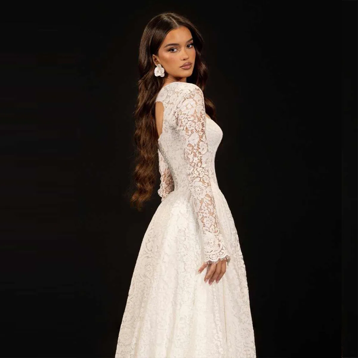 Customized Full High Quality A Line Wedding Dresses For Girls Neck Formal Applique Pearls Backless Party Gowns Vestido Marrie