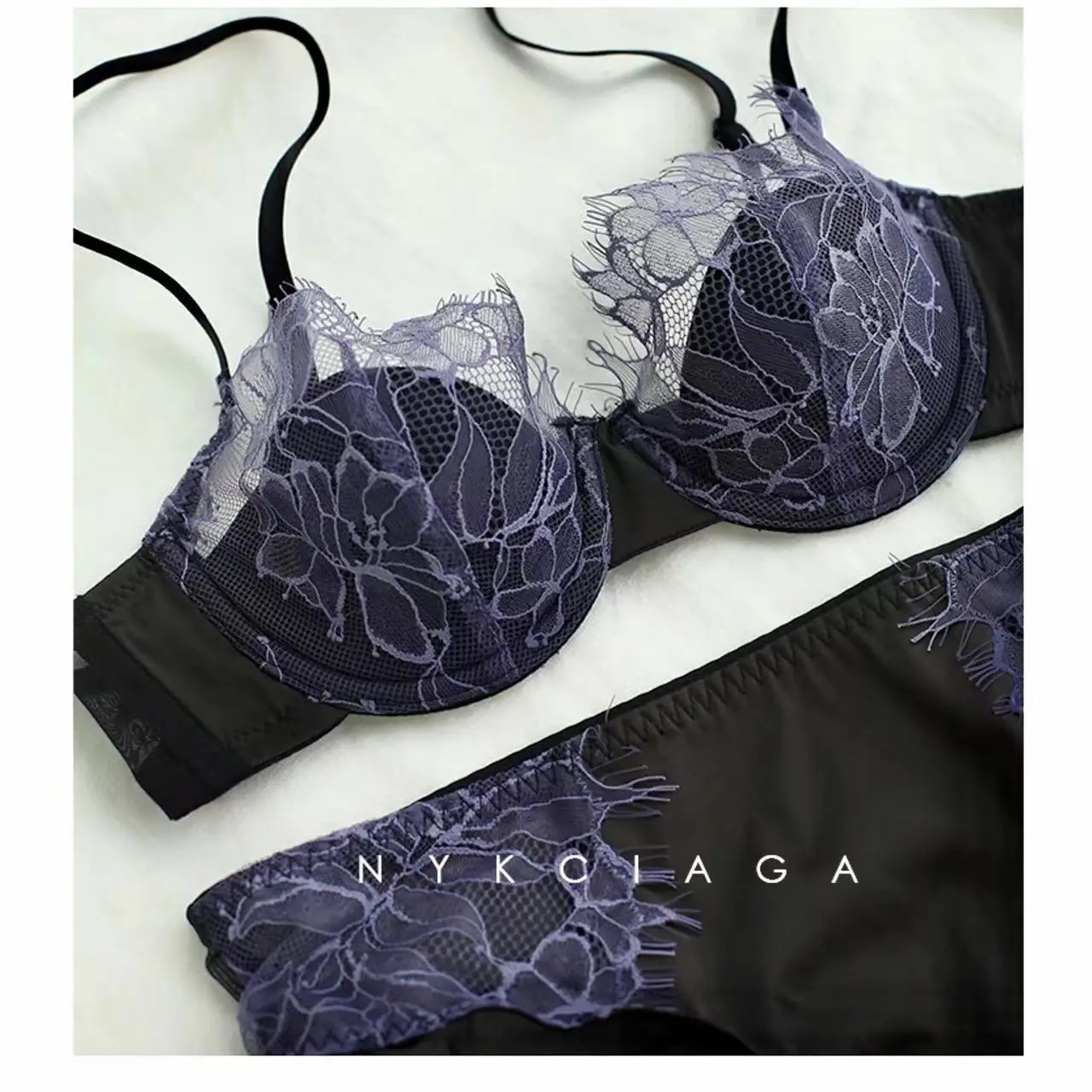 

Lace underwear, eyelashes, bra set, soft steel ring, bra, thin cup, breathable setting.