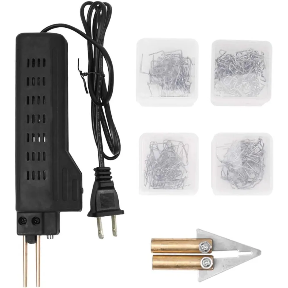 Shkalacar 50W 110V grapadora de plástico caliente, herramienta de reparación de tablero de parachoques de coche DIY con 200 grapas calientes, práctica pistola soldadora de plástico M