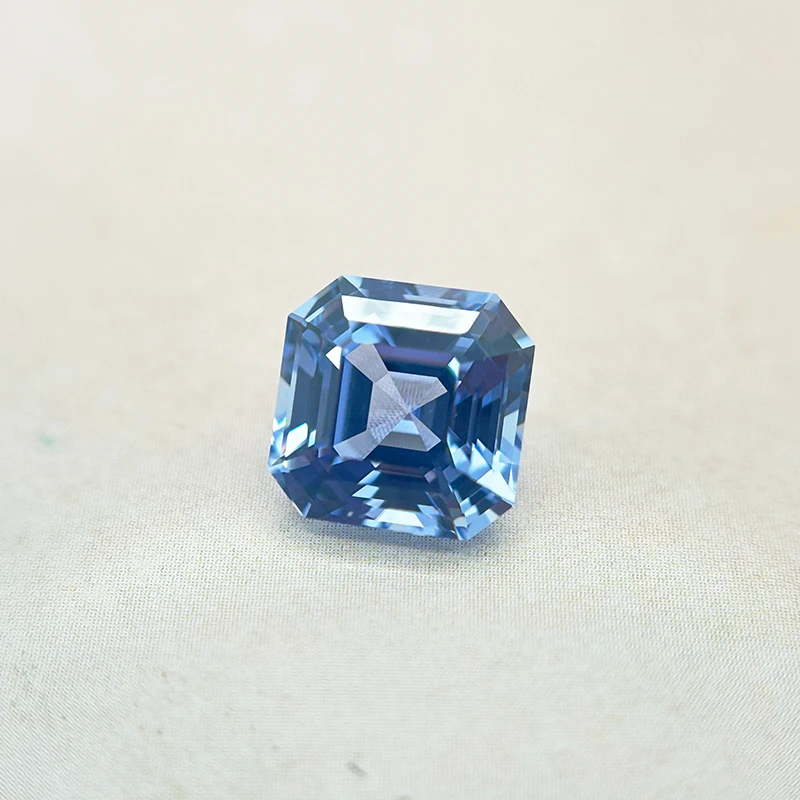 Laborgezüchteter Saphir im Asscher-Schliff, Kornblumenfarbe, lose Steine für die Schmuckherstellung, Inlay-Hauptmaterialien, Zertifikat ausgewählt – Detail 3