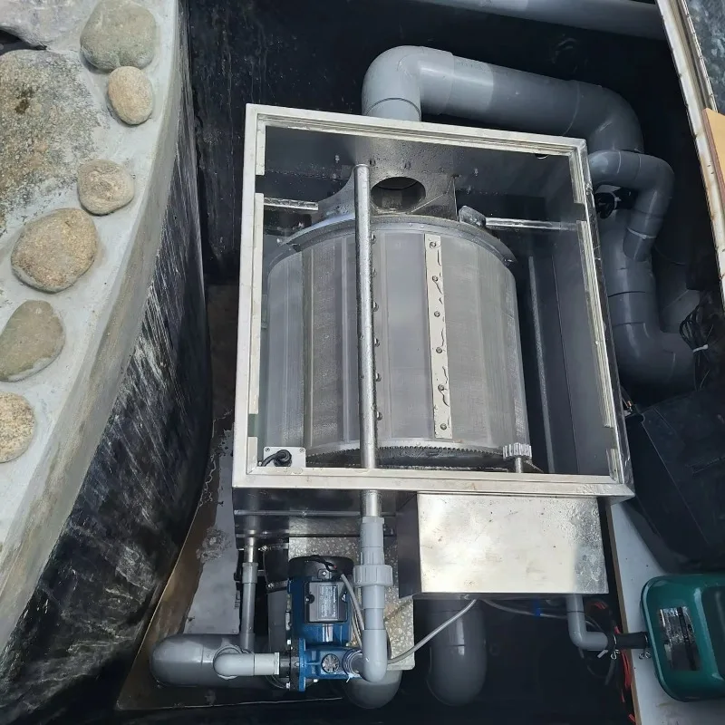 220V Koi pond fish tank factory automatic rotating stainless steel drum filter 1 year water treatment machine