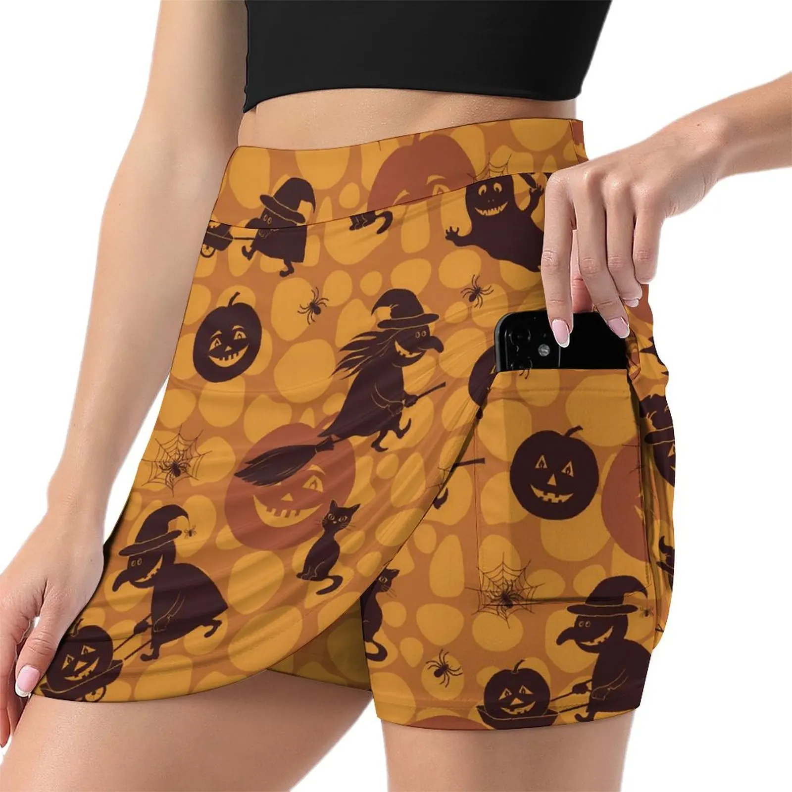 Happy Haunts Skirt Summer Halloween Symbols Korean Fashion Casual A-line Skirts Kawaii Mini Skirt Women Custom Oversized Bottoms